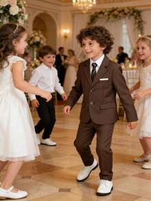 1 Bộ vest nam thời trang lịch lãm: 1 áo khoác, 1 quần, 1 cà vạt, thích hợp cho đám cưới, biểu diễn, tiệc tùng và các dịp trang trọng khác - màu nâu - Xem 8