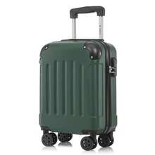YONSLY 16 Inch Suitcase With Detachable Wheels 360° Combination Lock Double Zipper Soft Rubber Handle Trolley Travel Suitcase For Vacation - 深綠 - 查看 10
