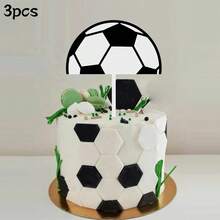 Set de decoración de pastel de cumpleaños con tema de fútbol, que incluye 6 piezas/3 piezas/1 pieza, con portería de acrílico, decoraciones de pastel de fútbol, adecuado para decoración de fiesta de cumpleaños de deportes de fútbol - Multicolor - Ver 8