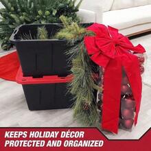 Large 27 Gallon Heavy Duty Storage Bin With Snap Lock Lid, Black & Red, Durable USA Style Organizer - Single - View 4