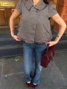 Women's Plaid Short Sleeve Shirt, Suitable For Autumn And Winter Outfits Summer - 彩色 - 查看 5