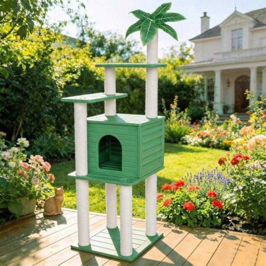 Árbol para gatos de 72 pulgadas de alto casa para gatos al aire última intervensión condominio grande resistente a la intemperie con poste para rascar gatos para torres para gatos - como en la foto - Ver 1