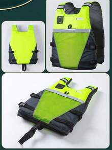一件装中式浮力背心，轻便救生衣，成人冲浪钓鱼户外救生背心，皮划艇游泳漂浮背心，大口袋设计，可调节肩带，男女通用，漂流 - 螢光綠 - 查看 3