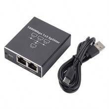 Divisor de red de 4 puertos RJ45 de 1000 Mbps - Extensor de red confiable, compatible con cables Ethernet 5/5e/6/7/8, conecta 4 dispositivos simultáneamente, adaptador de 1 a 3, adecuado para computadoras de red de campus, laptops, enrutadores y cajas decodificadoras de puertos de banda ancha - Negro - Ver 13
