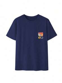 3pcs/Set Summer New Minimalist Hand-Painted Design Print Casual Round Neck Short Sleeve T-Shirt, Fashionable & Versatile Women Tops - White and Pink and Navy - View 9