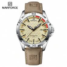 NAVIFORCE Fashion Men's Wrist Watch, Top Brand Luxury Waterproof, Genuine Leather Strap, Date Display, Quartz Sport Watch, Gift 8023 - Black - View 14