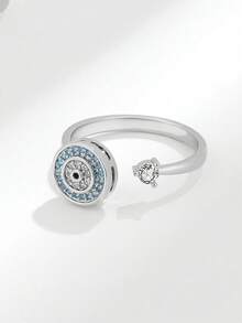 1 chiếc nhẫn xoay hình mắt quỷ có thể điều chỉnh kích thước, nhẫn Zirconia chống lo âu sáng tạo kiểu Châu Âu và Mỹ (số lượng Zirconia ngẫu nhiên) - Màu Bạc Cổ - Xem 7