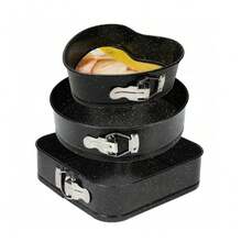 3 pièces Moules à gâteau multi-formes antiadhésifs / Moules de cuisson à fond amovible avec verrou à ressort / Ustensiles de cuisson - Voir 3