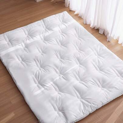1 Stück japanischer Stil Futon Matratzenauflage, atmungsaktive Tatami Matratzenauflage, weicher Matratzenschutz, Feder-Daunen-Alternative Füllung, Matratzentopper, Bodenmatten, Weiß