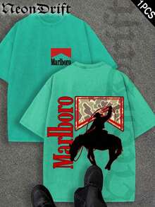 2026 Summer New Unisex T-Shirt,  ,,, Valentine's Day,Independence Day And Easter- Logo Print Crewneck T Shirt With Vintage Cowboy Silhouette Design For MenCasual Wear Unisex Style Camiseta Para Hombre Graphic Tees Jesus Shirts - 薄荷綠 - 查看 6