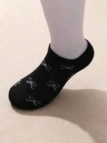 10 Pairs Kids' Bow Pattern / Black White Gray All-Match Color / Low Cut Ankle Socks, Minimalist Versatile Style, Comfortable Breathable Low-Cut Design, Suitable For Casual Daily Wear - Multicolor - View 6
