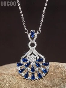 1pc Women's Romantic Square Zirconia Pendant Necklace, Suitable For Wedding, Engagement, Anniversary, Party Wear, Valentine's Day Gift - 1# - View 3