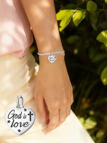 Mặt dây chuyền bạc 925 nguyên chất tối giản độc đáo "God Is Love" (Chúa là tình yêu) hình Texas, món quà Giáng sinh tinh tế dành cho phụ nữ. - Bộ 2 - Xem 4