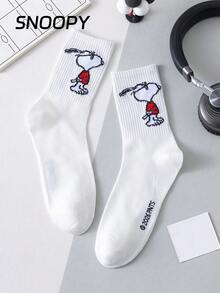 SNOOPY 2/1 paire de chaussettes rondes noires et blanches officielles pour hommes, style d'été. Design de motif de dessin animé mignon, à la mode et respirant. Chaussettes d'été pour hommes, résistantes aux odeurs et absorbantes, polyvalentes et décontractées, convenant aux étudiants, aux adultes, à l'usage quotidien et aux cadeaux - Multicolore - Voir 11