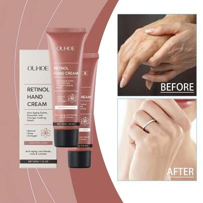 2 piezas Crema de manos con retinol anti-arrugas, hidratación diaria y mejora de las líneas finas