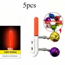 1/5 chiếc còi báo động cá cắn câu, có chuông kép và cần đèn LED, thích hợp cho câu cá đêm (Không bao gồm pin CR425) - Nhiều màu - Xem 13