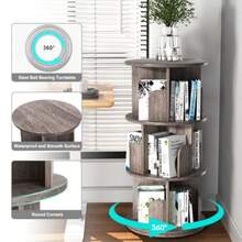 Nidouillet Estantería giratoria de 3 niveles estantería de 360 expositores de pie para adultos organizador multifuncional de estantería gris - gris - Ver 4