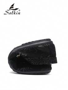 Salkin 男士设计师款莫卡辛鞋，奢华佩斯利花纹绒面革乐福鞋，柔软皮革商务休闲鞋，适合办公室、婚礼、派对、约会、节日礼物、休闲和运动场合。建议选购大一码。 - 黑色 - 查看 5
