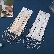 BMOR 12Pairs/6Pairs Simple Punk Hoop Earrings Set Big Circle Earrings Jewelry For Women Girls Ear Hoops Earring Round Oversized Earrings - Hoop Earring Set - View 2