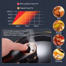 8L Enamel Micro Pressure Cooker, Non-Stick Multi-Purpose Pressure Pot With High Transparency Glass Lid, Multi-Layer Non-Stick Ceramic Coating Fast Even Heat Distribution, Scratch-Resistant & Easy To Clean, Large Capacity Soup Stew Pot For Family, Compatible With Gas Stoves - View 5