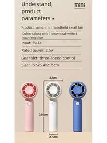 2026 USB Rechargeable Portable Mini Hand-Held Electric Fan, 300mAh, Suitable For Office, Travel, Outdoor Camping - Multicolor - View 11