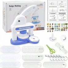 1 Set Máquina para hacer chapas de 55mm y 35mm, puede hacer imanes con forma redonda/de corazón, llaveros, broches, máquina para hacer chapas 3 en 1 con piezas de botón, pegatinas, cortador redondo, tijeras para manualidades y regalos personalizados, sin instalación requerida (algunos colores de accesorios al azar) - Multicolor - Ver 13