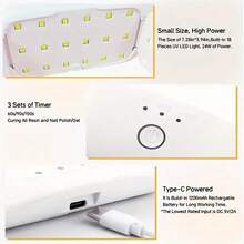 Lâmpada de Unha LED Portátil com Plugue, 8 Lâmpadas de Alta Luminosidade, Temporizador de 60s/90s/150s Cura Rápida, Lâmpada de Unha Compacta Super Brilhante com Cabo de Alimentação Longo, Lâmpada de Unha de Salão, Ferramenta de Unha Portátil, Adequada para Manicure em Casa, Manicure Portátil, Ideal para Iniciantes, Entusiastas de DIY, Técnicos Profissionais, Ótimo Presente para Natal, Dia dos Namorados - Multicolorido - Visão 10