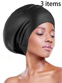 1pc/3pcs High Elastic Wide-Brim Silicone Swim Cap, Adult Full Cover Waterproof Swimming Hat Suitable For Various Hairstyles - Multicolor - View 10