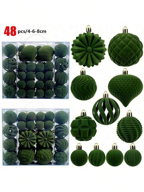 Samtoberflächem Weihnachtskugeln, Ungewöhnliche Form Plastik Deko Bälle für Christbaum, 24-teiliger Weihnachtsschmuck Set