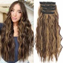 18-32 Inch 4pcs/Set Water Wave Clip-In Hair Extensions, Thick Density Full Head For Women - Multicolor - View 39