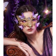 Gold Masquerade  For Women Lace Butterfly Elegant Venetian Antifaz Costume Party Accessories - As Pic - View 3