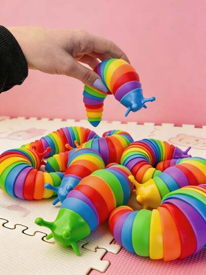 1/4pcs Random Color Fuzzy Caterpillar Sensory Toys, Fidget Slug Toys, Suitable For Children And Adults, Cute Sensory Toys, Suitable For Autism Children, Stress Relief Toys | Easter Stuffer Gifts