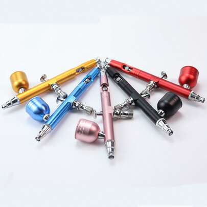 Bút vẽ khí nén tác động kép, cấp mực trọng lực, đầu phun 0.3mm, dùng để vẽ tượng nhỏ, nghệ thuật vẽ móng, trang trí bánh, xăm hình, DIY - Chất liệu kim loại, không dùng điện.