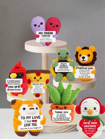 1件手工钩编桌面摆件，异想天开的科幻动植物毛绒玩偶，可爱设计，送给闺蜜、生日、女友、妈妈、奶奶、同事、家人的礼物，表达情感支持，传递正能量，创意派对、母亲节、父亲节礼物，毛绒玩偶，房间装饰，小礼物，纪念品