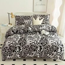 3pcs 100% Polyester Brushed Leopard Print Duvet Cover Set [1 Duvet Cover + 2 Pillowcases], Bedding Set For All Seasons - Leopard Print Black - View 11