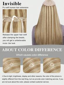 SUYYA Ash Blonde Highlighted Bleached Blonde Injected Hole Weft Human Hair Extensions Straight Twin Tab Butterfly Weft Natural Invisible Brown Hole Weft Extensions - S18/613 - View 6