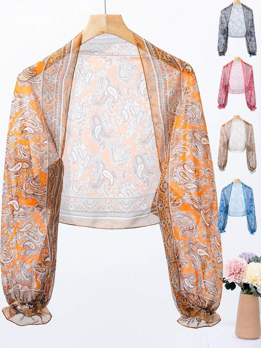 1pc New Fashionable Versatile Cashew Print Design Shawl, Suitable For Daily Wear In Summer, Beach, Holiday, Travel Essential - Multicolor - View 1