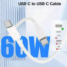 Fast Charging Mobile Phone Car Charger 60W PD 3.0 Fast Car Charger 2 USB-C Ports With 1m/2m Charging Cable Compatible With IPhone Series And Other Mobile Devices Type-C PD Fast Charging Car Adapter Battery Not Included Memorial Day Summer Kickoff - White + 1M/2M Data Cable - View 4
