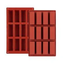 1个装12孔巧克力棒模具，饼干模具，冰格，磨牙棒模具，硅胶格兰诺拉麦片棒模具，12孔长方形蛋白棒模具，硅胶烘焙模具，适用于黄油/巧克力/糖果/谷物/能量棒 - 彩色 - 查看 3