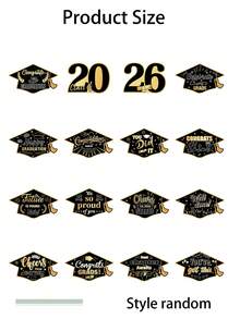 16pcs 2026 Graduation Celebration Decor, Plastic "Congrats Grad" Ornaments With Hanging Graduation Cap. Suitable For Decorating Graduation Parties, Outdoor Lawns, Garden Paths And Walkways, Also Applicable For Birthday Parties, Theme Parties And Holiday Celebrations. - Multicolor - View 5