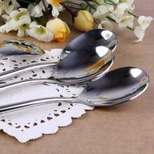 Korean Stainless Steel Rice Soup Iced Tea Spoon Coffee Spoon Cold Drink Spoon Fruit Juice Long Ice Scoop Long handle Great Circle 3Pcs - Paquete con 3 - Ver 4