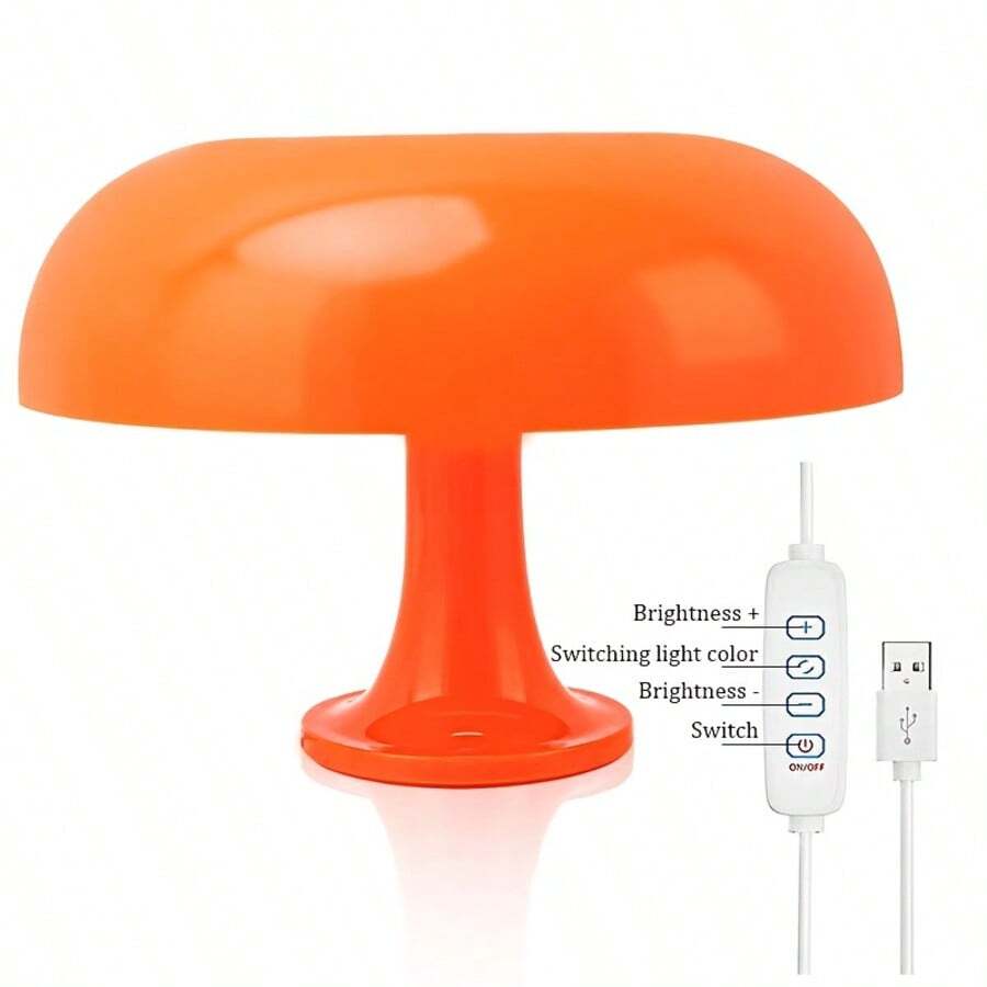 Đèn bàn hình nấm phong cách tối giản Bắc Âu chất lượng cao, sử dụng nguồn USB và có thể điều chỉnh độ sáng 3 màu, phù hợp cho phòng học, phòng ngủ, phòng khách, chiếu sáng bàn làm việc, giúp bảo vệ mắt khi đọc sách và trang trí tạo không gian ấm cúng. - Đèn LED hình nấm - Xem 1