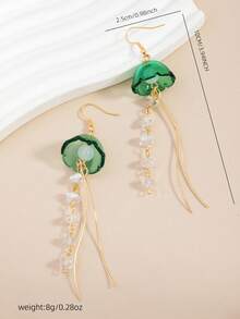 1 Pair Lightweight Geometric Tassel Jellyfish Pendant Earrings, Suitable For Swimming Pool Parties, Beach Vacations, Summer Outings And Daily Wear - Jellyfish Tassel - View 4