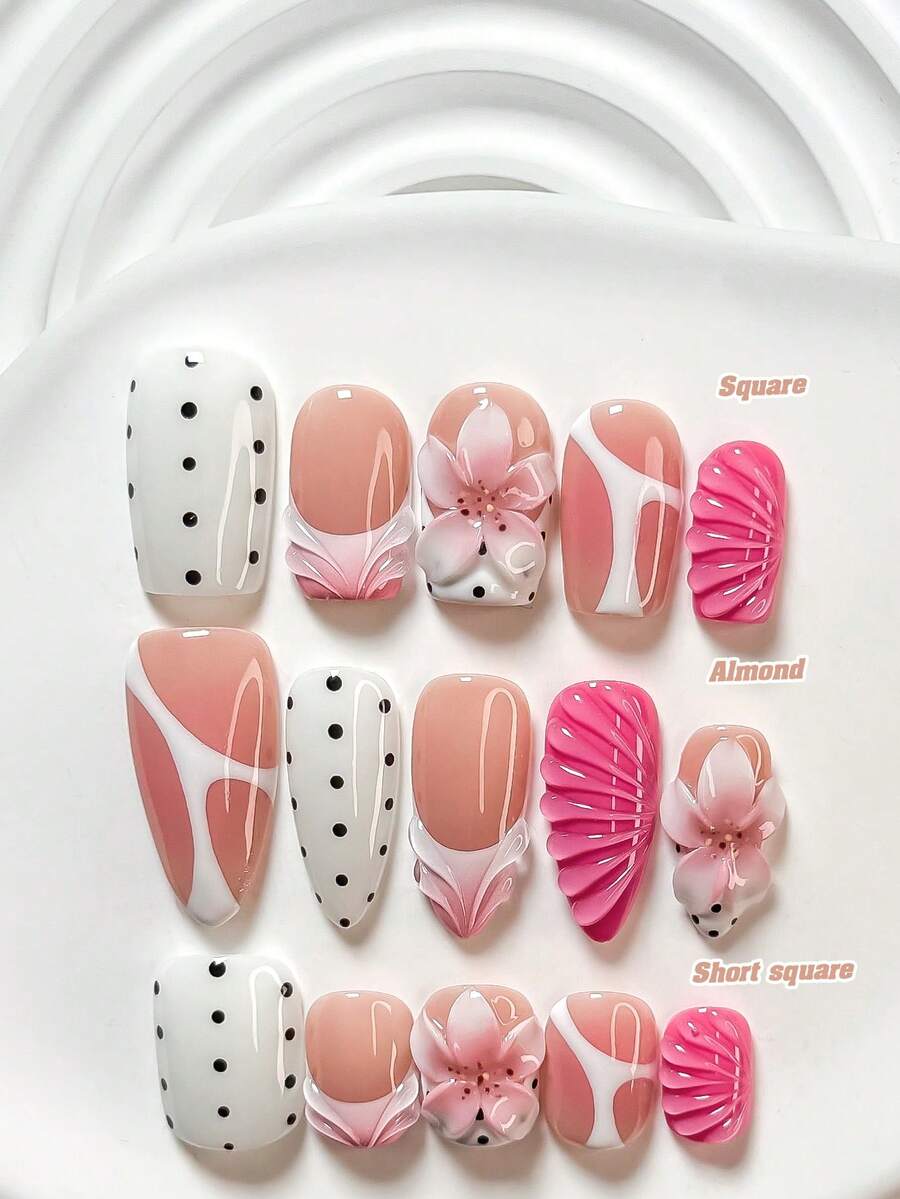 Bộ dụng cụ làm móng tay thủ công 10 món, phong cách Sakura Girl, bao gồm bộ dụng cụ làm móng Polygel, họa tiết hoa trắng gradient vẽ tay, chấm đen, họa tiết cành cây trắng, sơn móng tay trắng, dụng cụ làm móng (1 miếng dán gel + 1 dũa móng). Cung cấp 3 kích cỡ: vuông, vuông ngắn, hình hạnh nhân. Món quà tuyệt vời nhất dành cho phụ nữ hoặc các cô gái: Bộ dụng cụ làm móng tay thủ công. - Nhiều màu - Xem 1