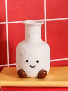 1件可愛卡通笑臉花瓶 白色裝飾花瓶 寵物造型花瓶 - 笑臉 - 查看 8