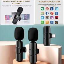 ACHAVE Wireless Lavalier Microphone, Compatible With IOS, Plug And Play, Clip-On Lapel External Mini Lightning Interface Microphone, Suitable For Video Interviews, Vlogs, Etc., Mini Microphone Compatible With Iphone Android Phone For Winter Vacation, Audio/Video Recording, Interviews, Gaming & Live Streaming Vacation Audio Recording Video Recording Interviews Gaming Streaming Live Streaming - Black - View 12