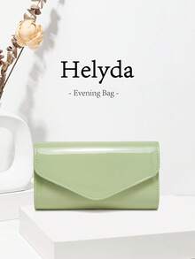 四件套首饰套装，闪亮项链、耳环和手链组合，女士晚宴手拿包，翻盖优雅手提包，浪漫婚礼风格新娘包，正式舞会手拿包，优雅晚礼服包，完美适用于派对、婚礼、舞会、盛大场合，适合节日派对装扮 - 薄荷綠 - 查看 4