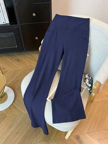 3pcs/Set Plus Size Women's Flared Yoga Pants, Slimming Fashionable Workout Leggings, High Waist Fitted Casual Pants With Pockets Sports Fall - Multicolor - View 2