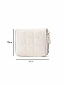 1pc Classic Rhombus Pattern Coin Purse, Square Shaped Zipper Wallet With Large Capacity Design For Easily Storing Bank Cards, ID, Coins And Keys, Retro Rhombus Embossed Craftsmanship, PU Leather Material Durable Scratch-Resistant Waterproof Anti-Dirty, Soft Smooth Touch Not Easy To Pilling And Deformation, Smooth Zipper Opening And Closing Without Jamming, Tight Zipper Closure To Prevent Falling - Multicolor - View 9