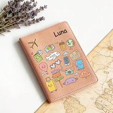 1 Custom Text Name Passport Holder - Cute Cartoon Fashionable Minimalist Style Lightweight Open-Closure Design Travel Document Case, Suitable For Business, Vacation, And Formal Occasions - Ideal Gift For Travelers, Essential For Business Trips - Multicolor - View 11